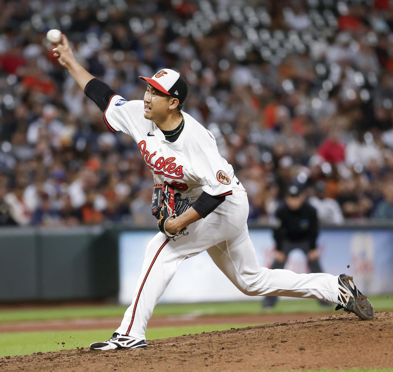 ヤンキース戦に先発し、5回を5安打無失点と好投して3勝目を挙げたオリオールズ・菅野（共同）