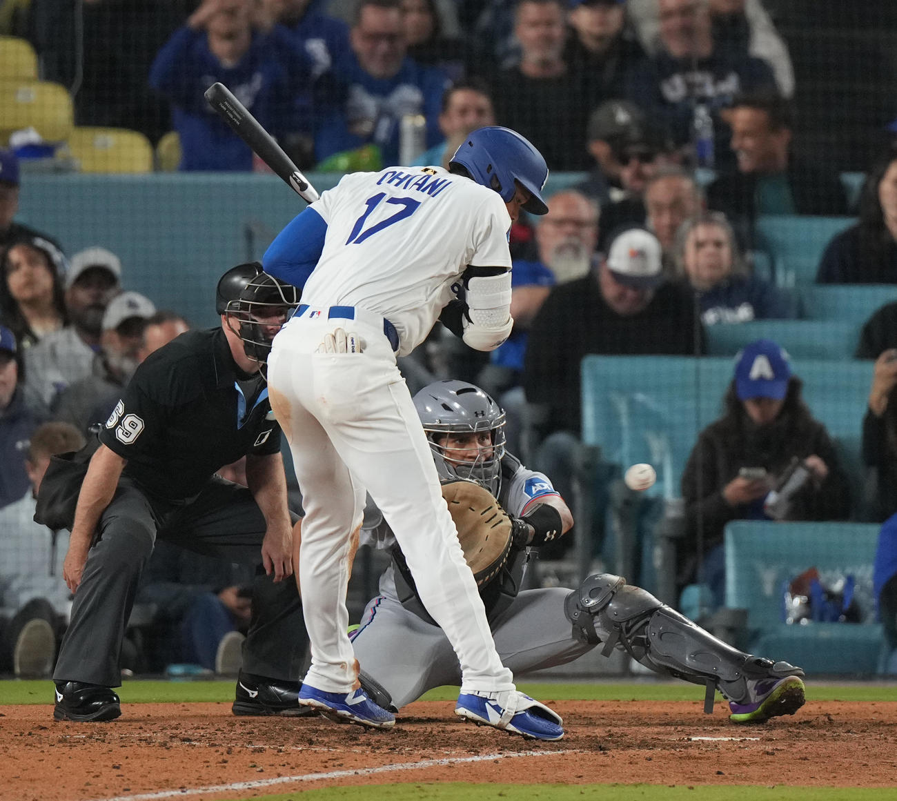 ドジャース対マーリンズ　7回裏ドジャース無死、見逃しの三振に倒れる大谷（撮影・菅敏）