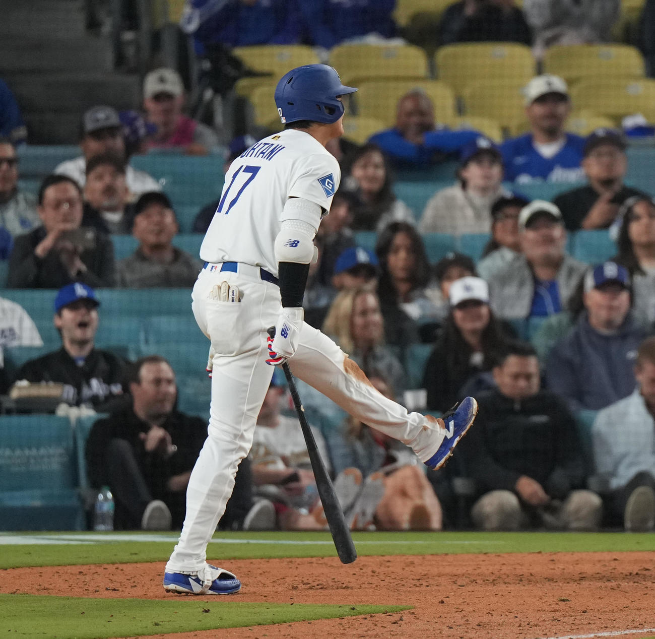 ドジャース対マーリンズ　7回裏ドジャース無死、見逃しの三振に倒れる大谷（撮影・菅敏）