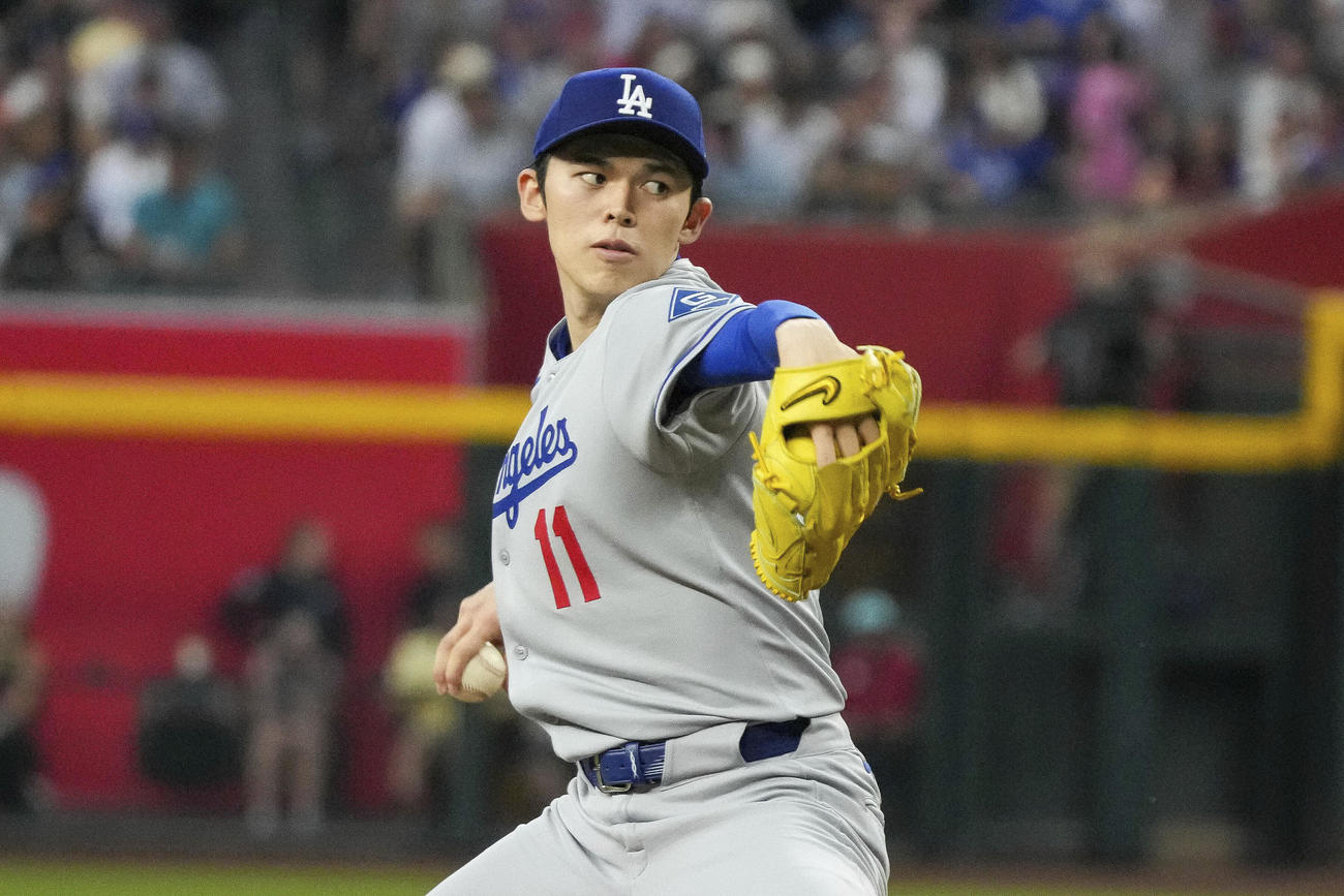 ダイヤモンドバックス戦に先発した佐々木朗希（AP)