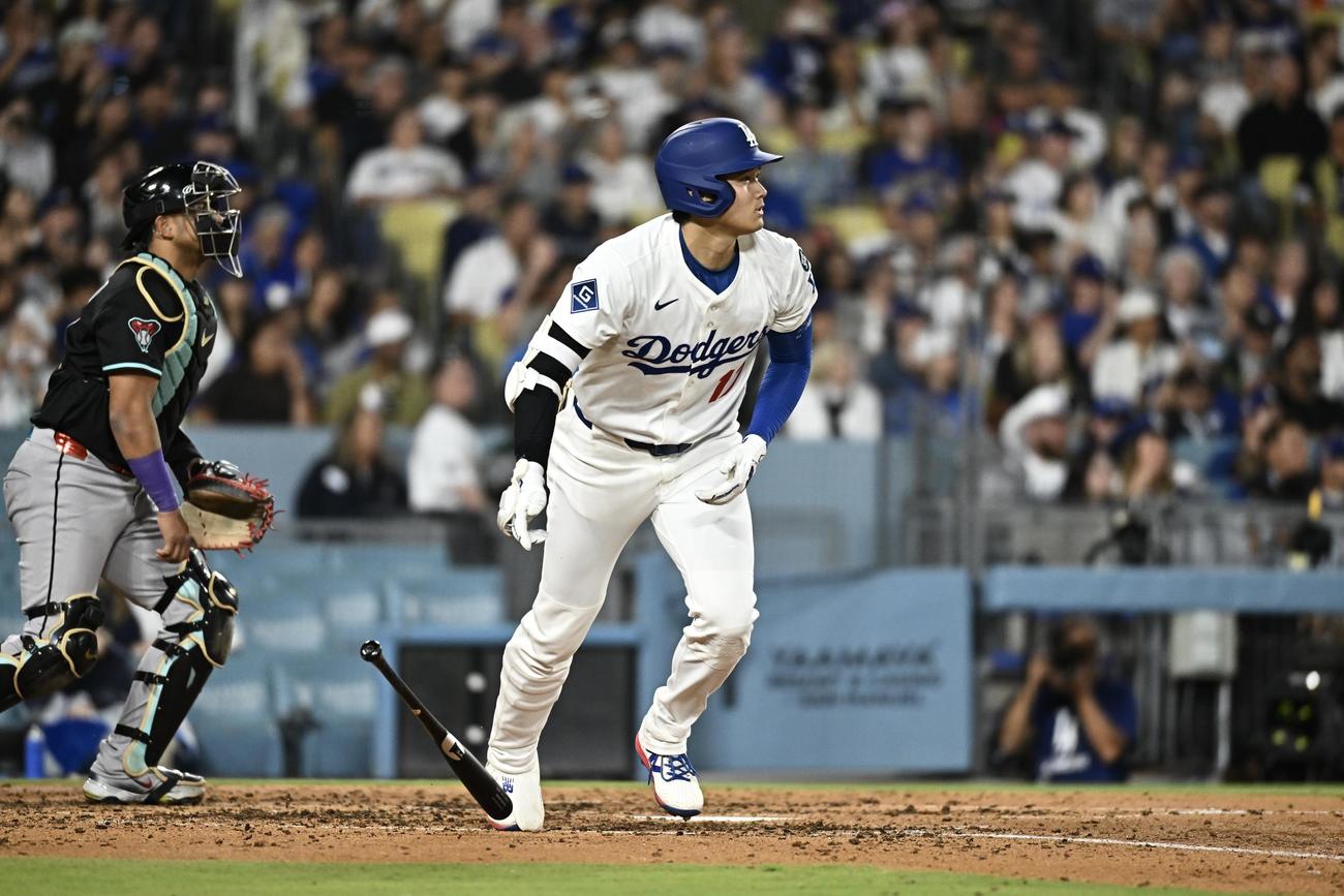 ドジャース対ダイヤモンドバックス　4回裏ドジャース無死、大谷は中直に倒れる（撮影・滝沢徹郎）