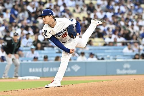 ドジャース対ダイヤモンドバックス　ドジャース先発の山本＝2025年5月20日　