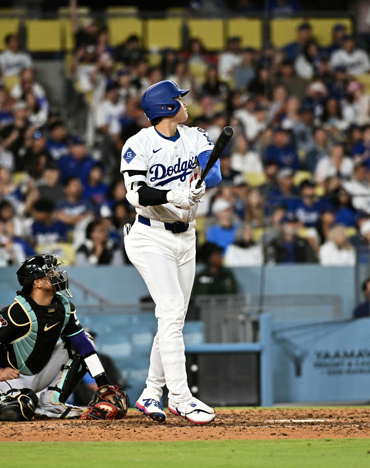 ドジャース対ダイヤモンドバックス　6回裏ドジャース1死、大谷は左越えソロ本塁打を放つ（撮影・滝沢徹郎）