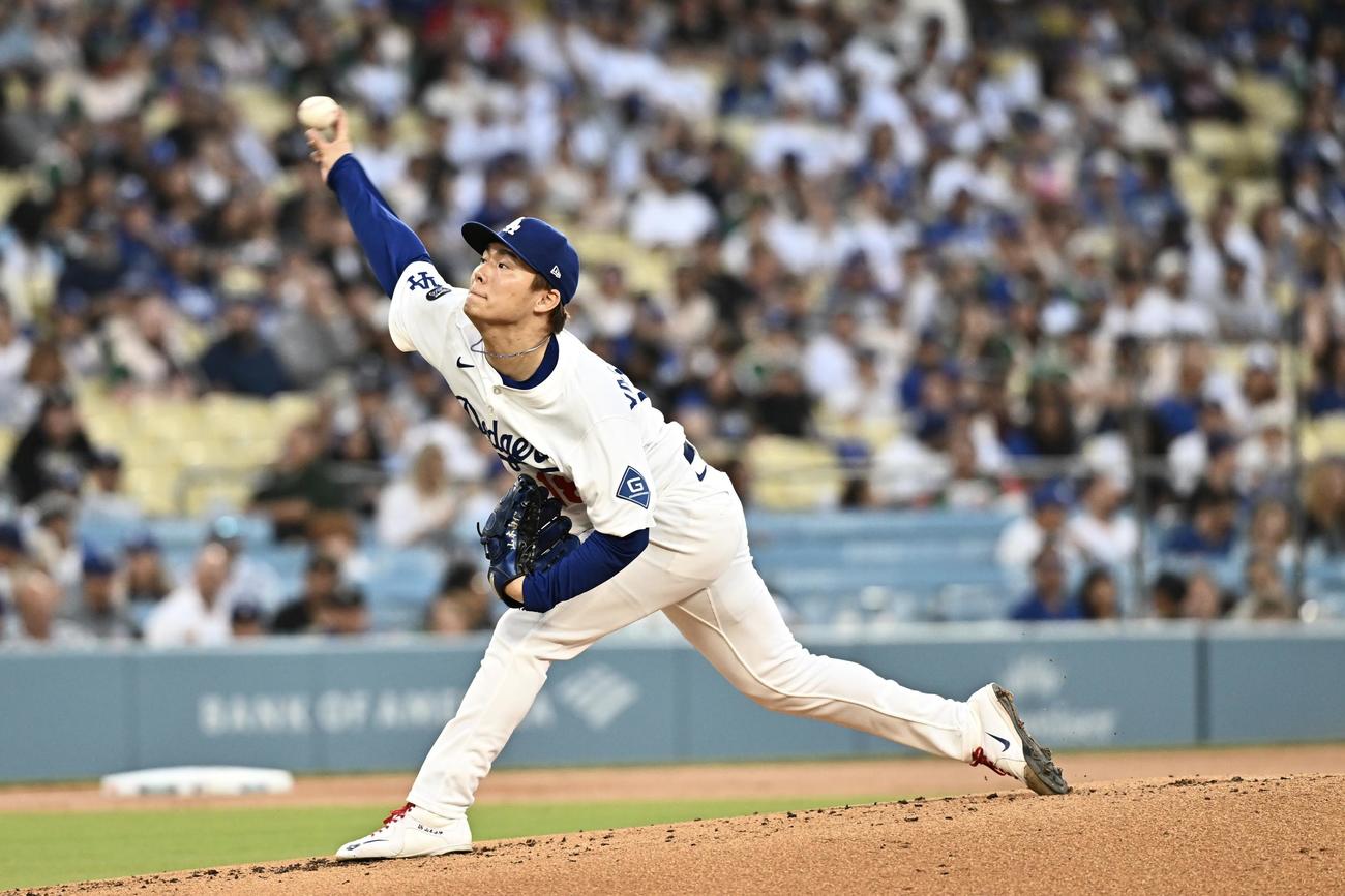 ドジャース対ダイヤモンドバックス　ドジャース先発の山本＝2025年5月20日　