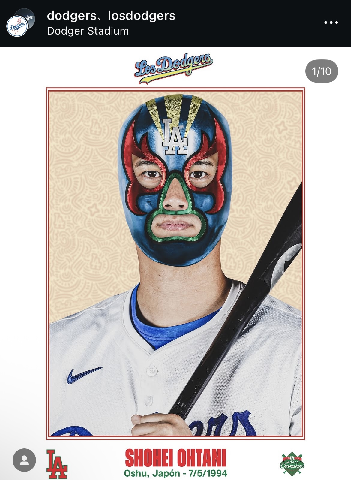 ドジャース公式インスタグラムから
