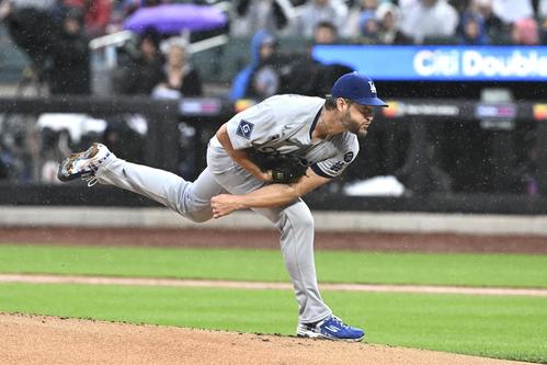 メッツ対ドジャース　ドジャース先発のカーショー（撮影・滝沢徹郎）