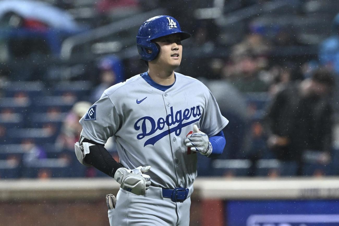 メッツ対ドジャース　1回表ドジャース無死、大谷は投ゴロに倒れ引き揚げる（撮影・滝沢徹郎）