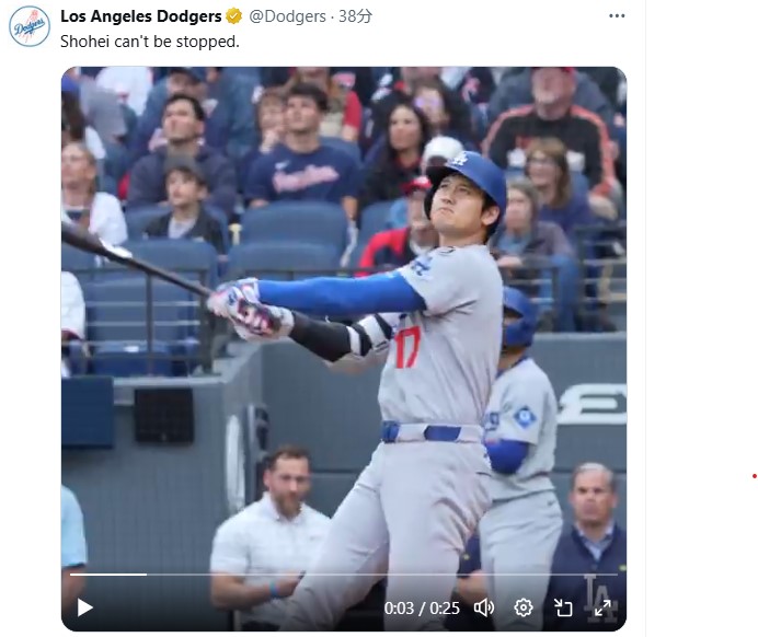 ドジャース公式Xから