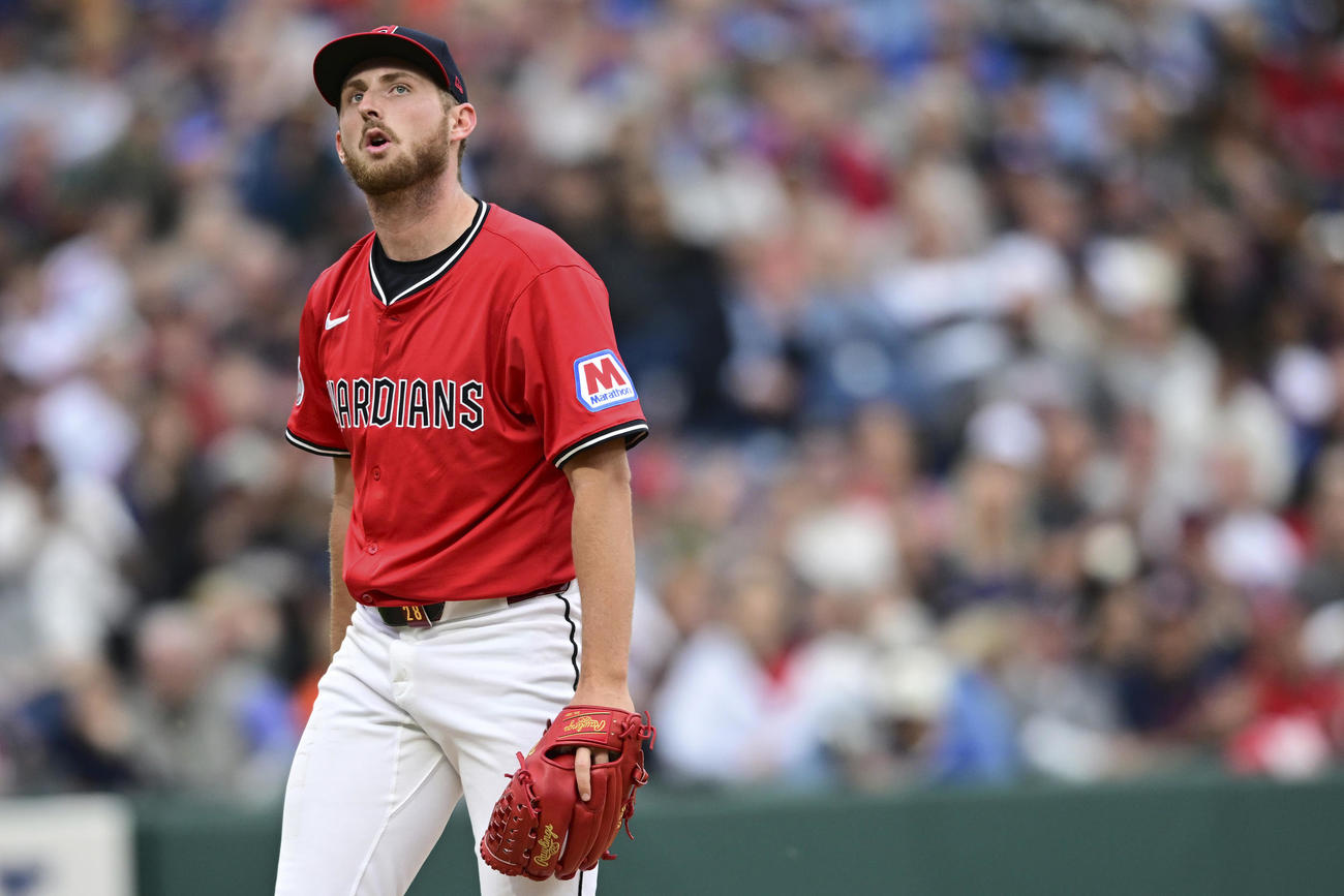 ドジャース強力打線にぼう然…ガーディアンズ先発のバイビー（AP）