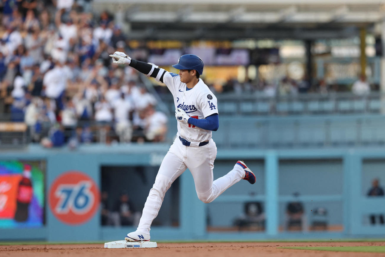 ヤンキース戦1回裏にドジャース大谷翔平は先頭打者本塁打を放った（ロイター)