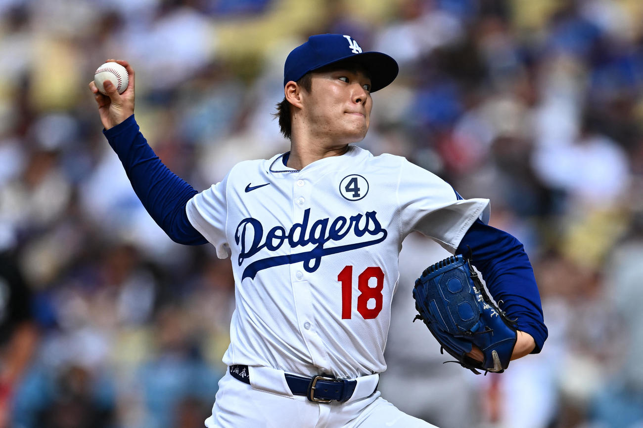 ヤンキース戦に先発したドジャース山本由伸（ロイター）