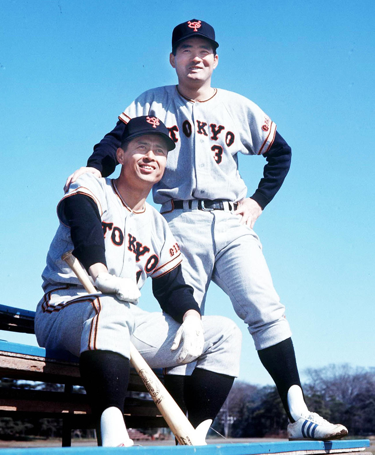 王貞治（左）と長嶋茂雄さん（1968年)