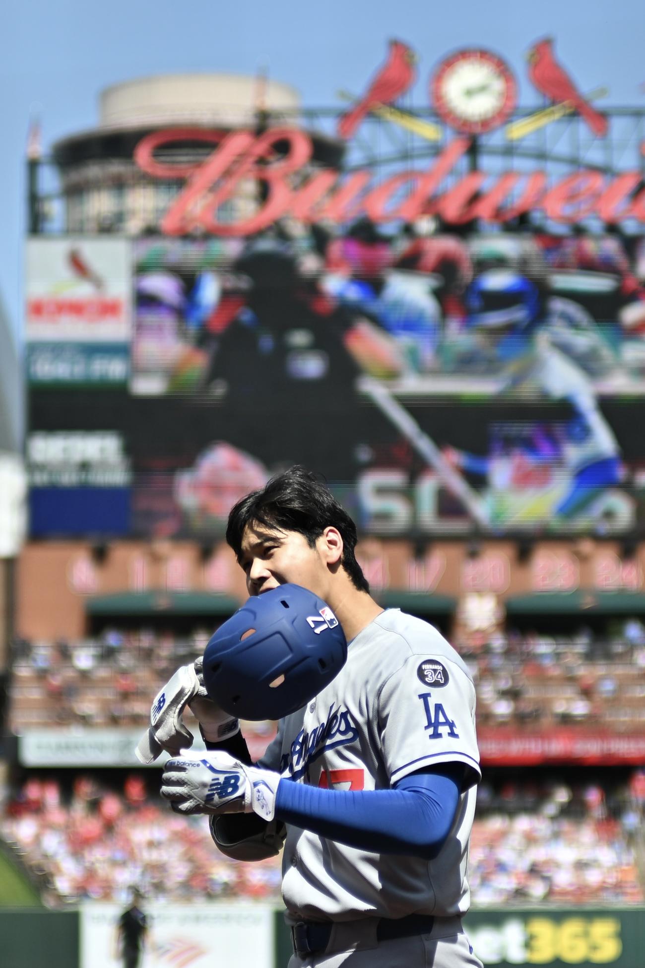 カージナルス対ドジャース　7回表ドジャース1死、大谷は遊ゴロに倒れ引き揚げる（撮影・滝沢徹郎）