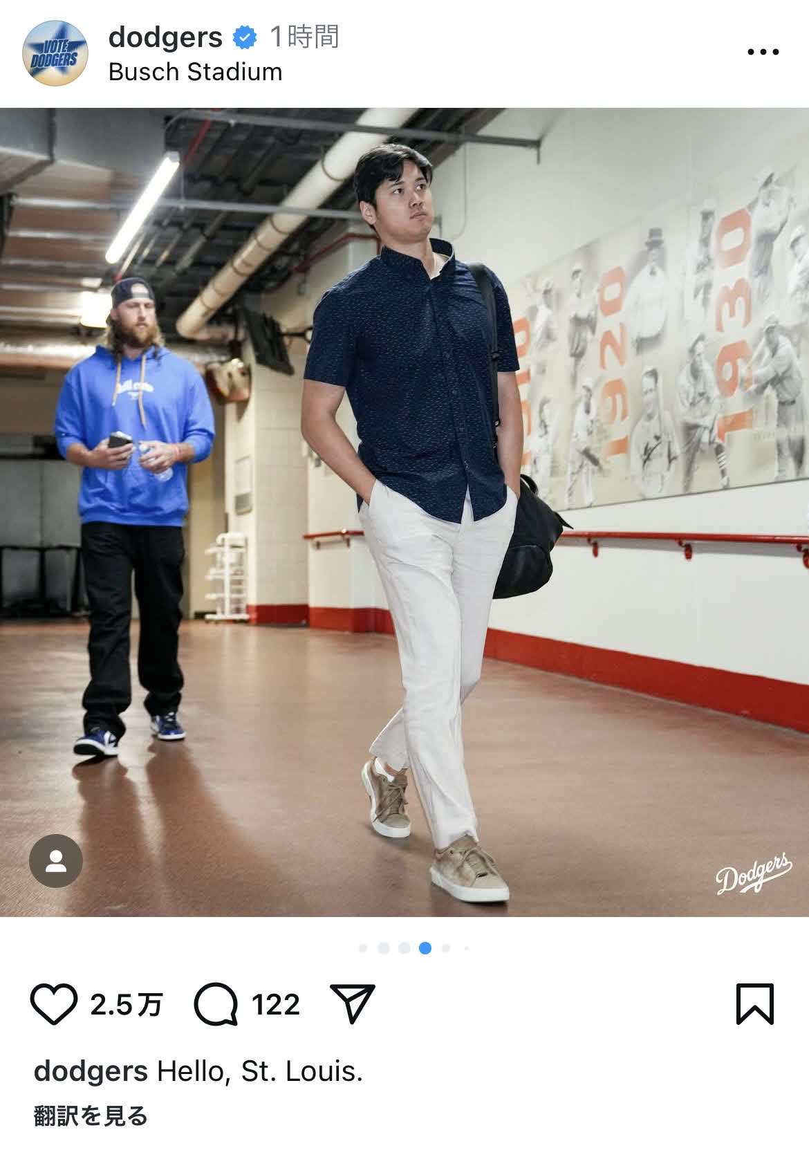 大谷翔平（ドジャース公式インスタグラムから）