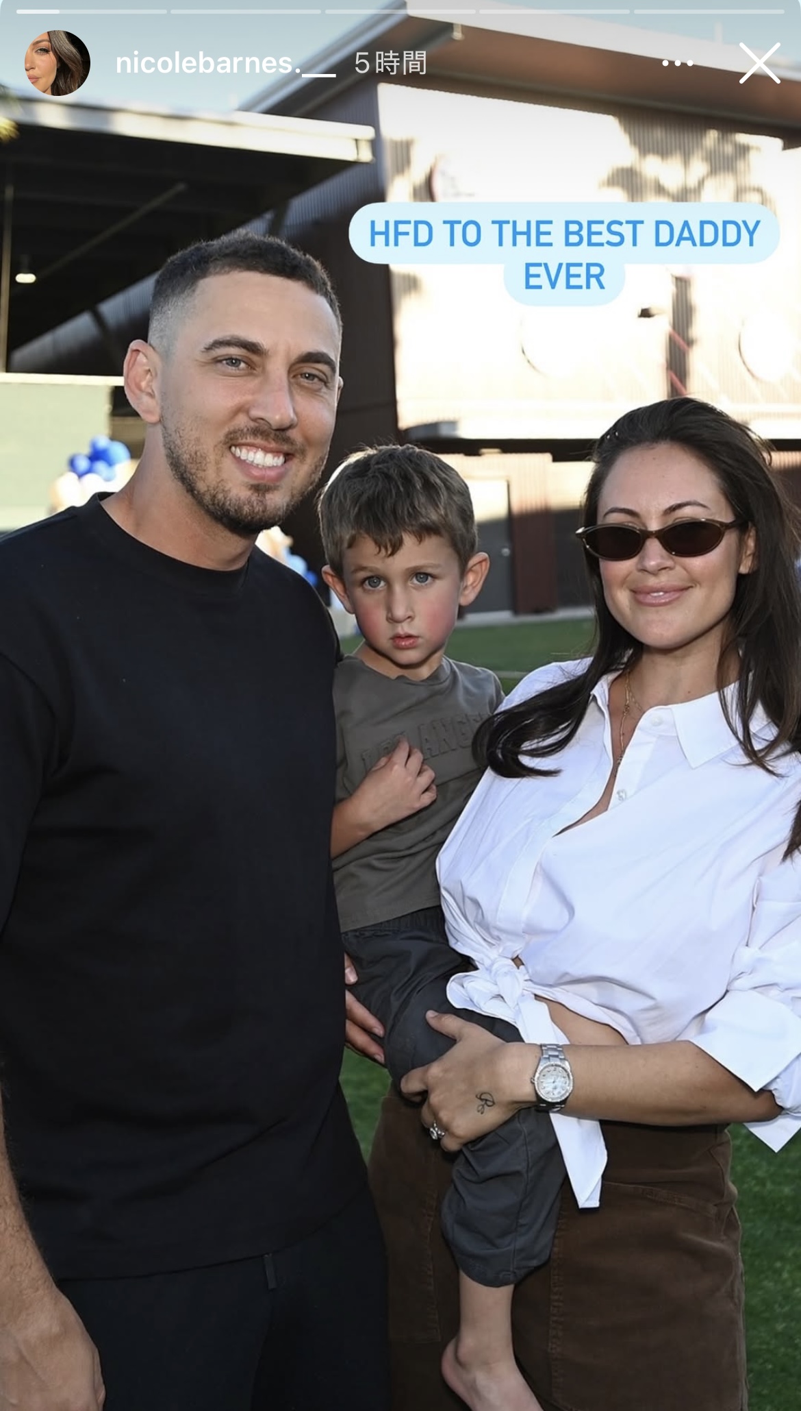 バーンズの妻ニコル夫人のインスタグラムから