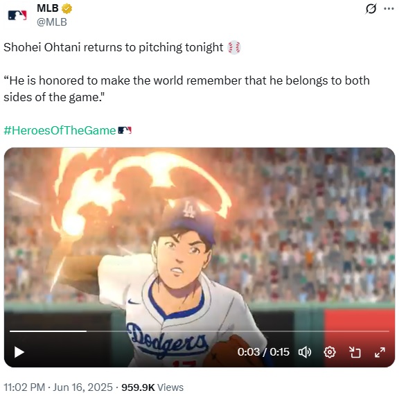 MLBの公式Xから