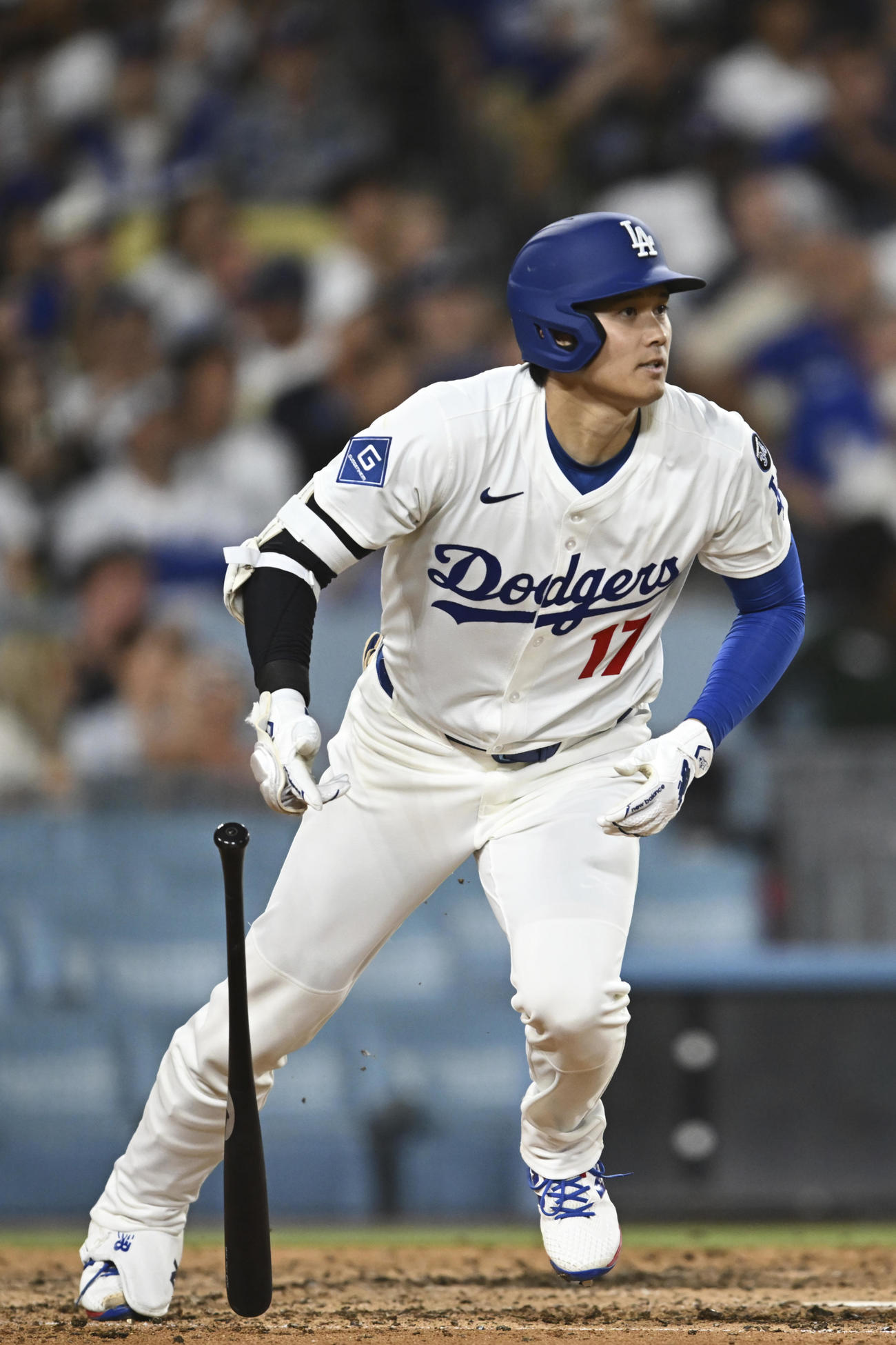 ドジャース大谷翔平は3回裏にタイムリー二塁打を放った（AP)