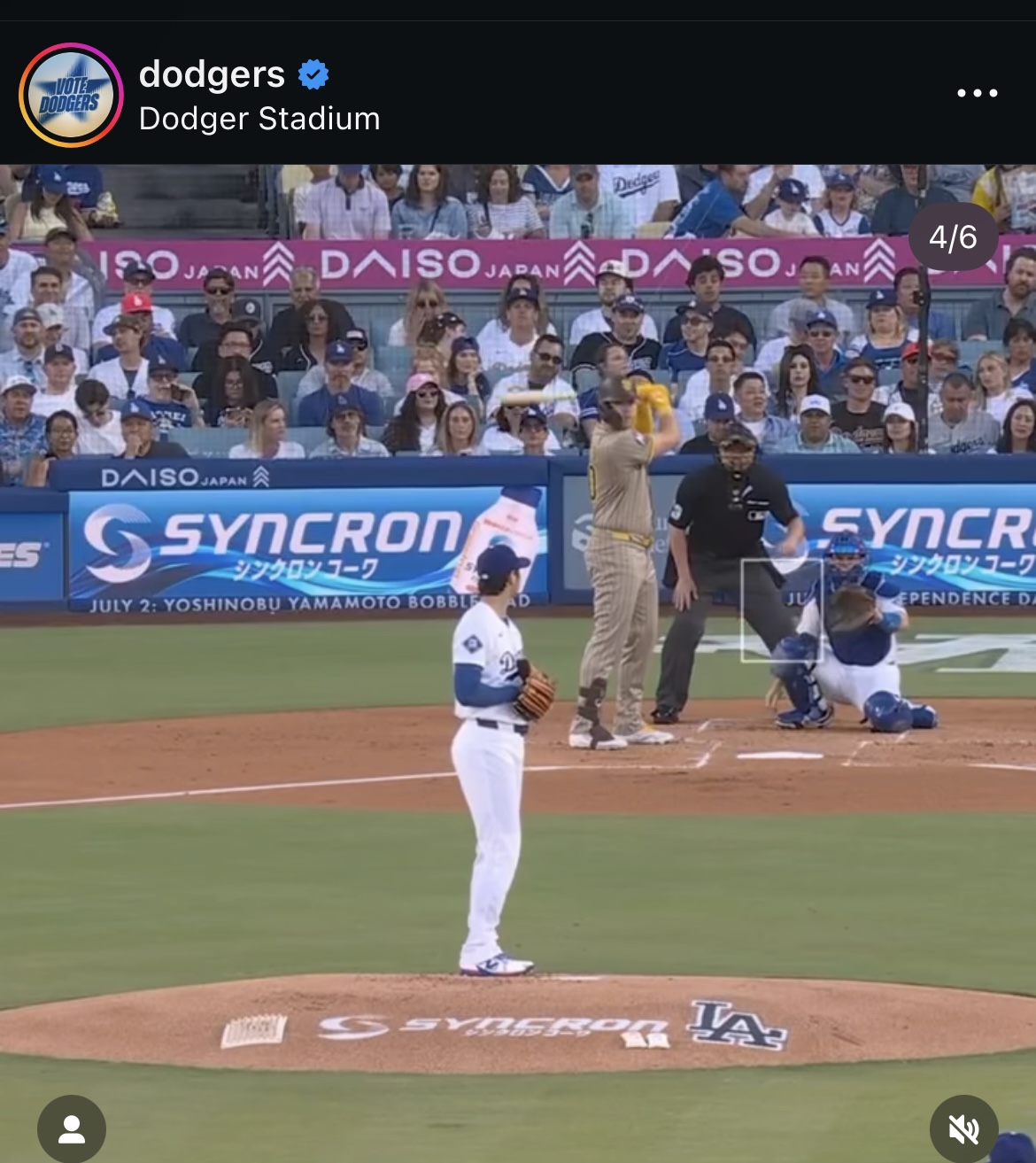 ドジャース公式インスタグラムから