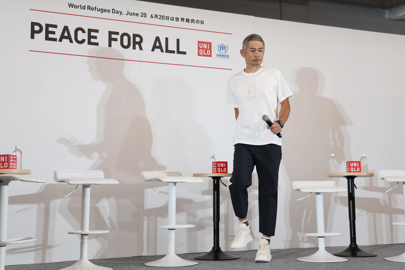 ユニクロの「PEACE FOR ALL」3周年記念トークセッション第2弾「好きなことを見つけて扉を開こう」で登壇するイチロー氏（撮影・前田充）