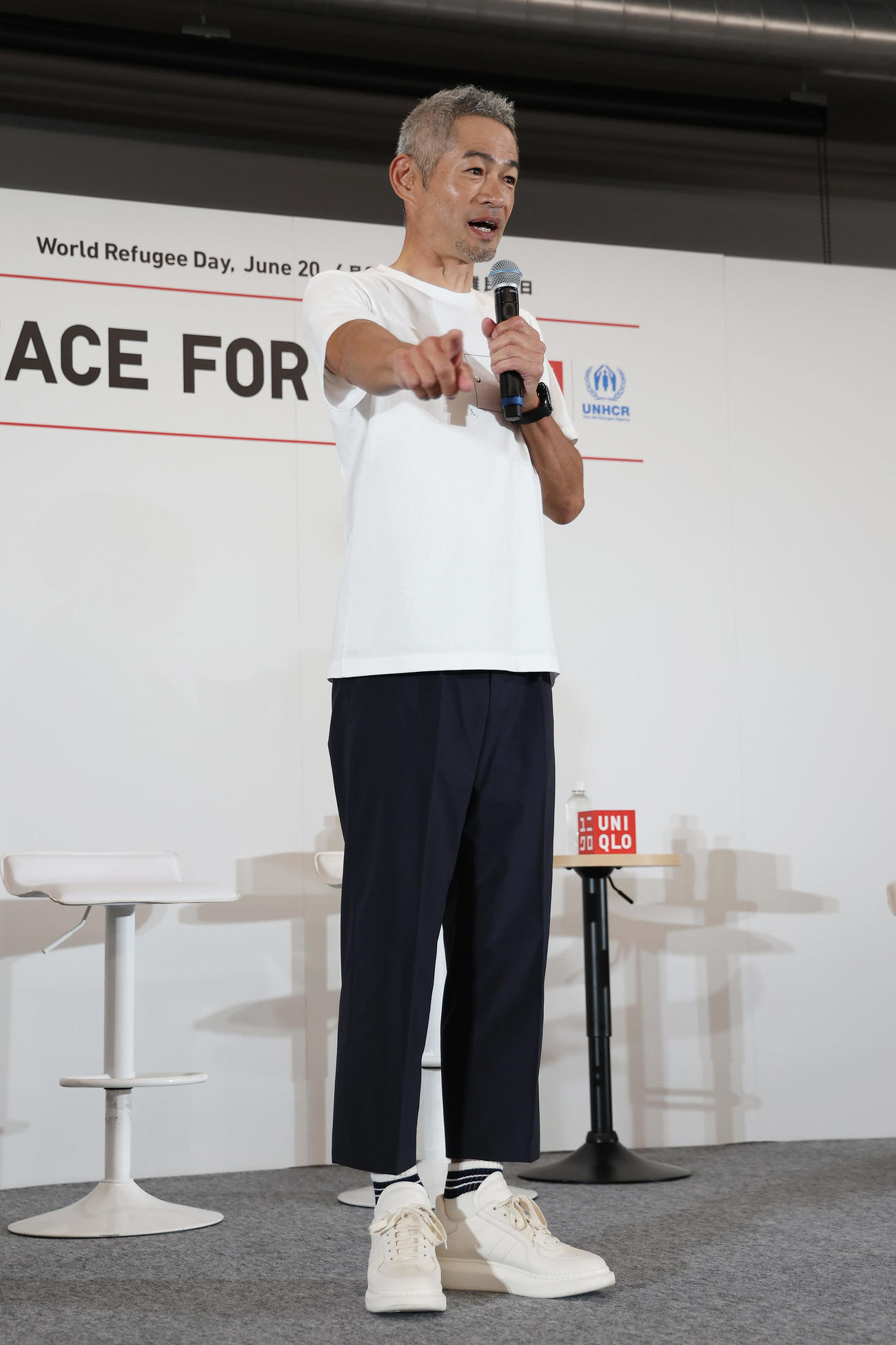 ユニクロの「PEACE FOR ALL」3周年記念トークセッション第2弾「好きなことを見つけて扉を開こう」で登壇するイチロー氏（撮影・前田充）