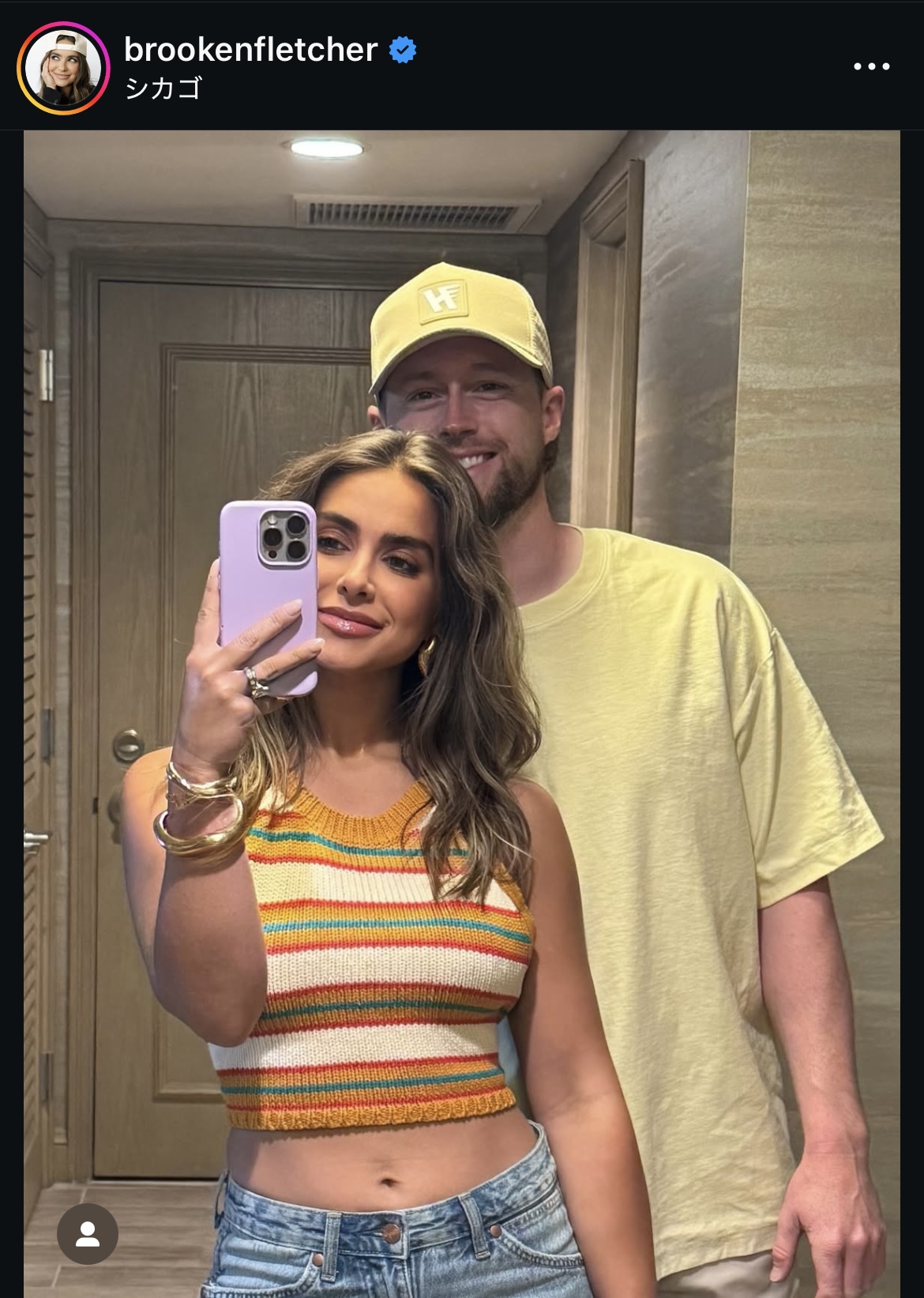 パドレス内野手の夫とのツーショットを投稿したブルック・フレッチャーさん（インスタグラムから）