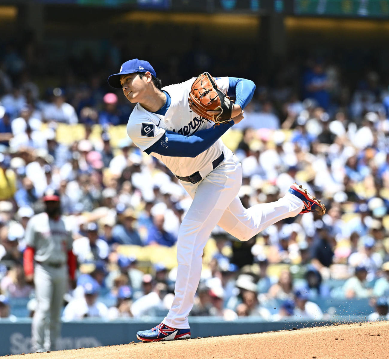 ドジャース対ナショナルズ　ドジャース先発の大谷（撮影・滝沢徹郎）