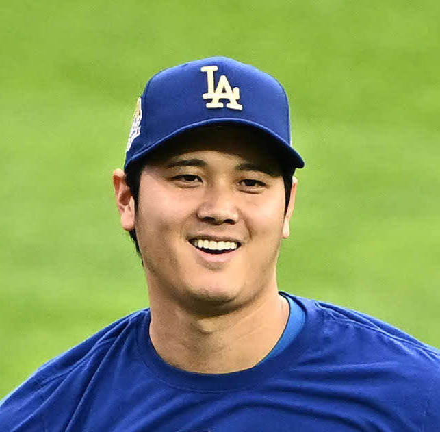 試合前練習で調整する大谷翔平（撮影・滝沢徹郎）
