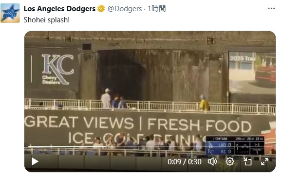 ドジャースの公式Xから