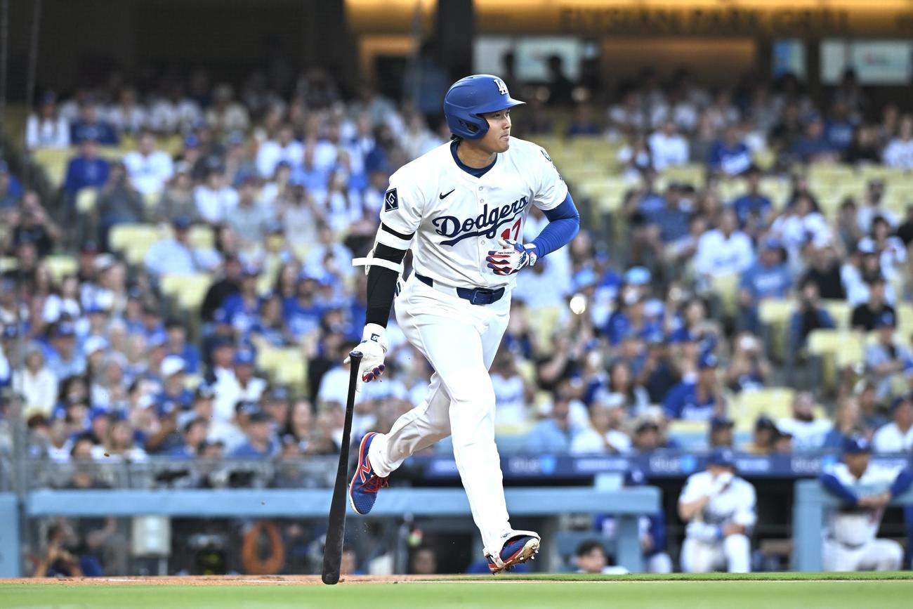ドジャース対ホワイトソックス　1回裏ドジャース無死、大谷はニゴロに倒れる（撮影・滝沢徹郎）