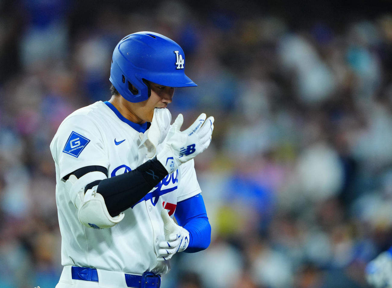 ドジャース対ホワイトソックス　7回裏ドジャース無死、ニゴロに倒れる大谷（撮影・垰建太）