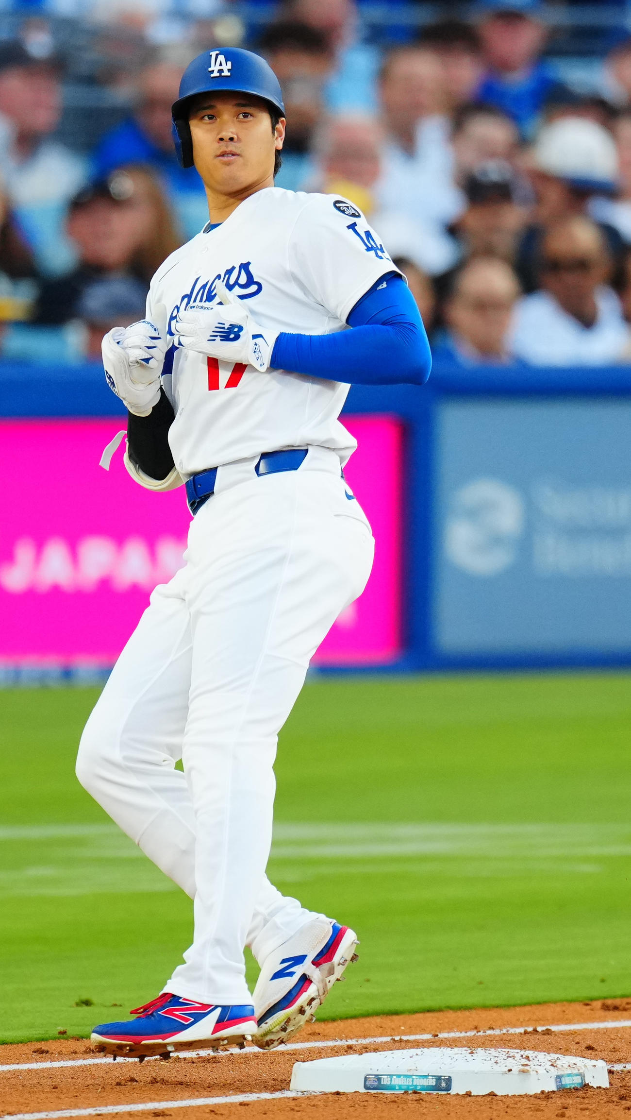 ドジャース対ホワイトソックス　1回裏ドジャース無死、一ゴロに倒れる大谷（撮影・垰建太）