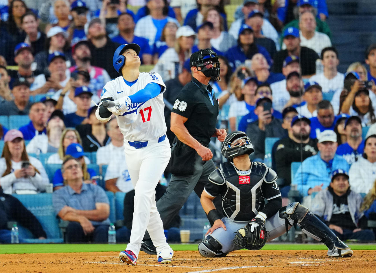 ドジャース対ホワイトソックス　3回裏ドジャース無死、三飛に倒れる大谷（撮影・垰建太）