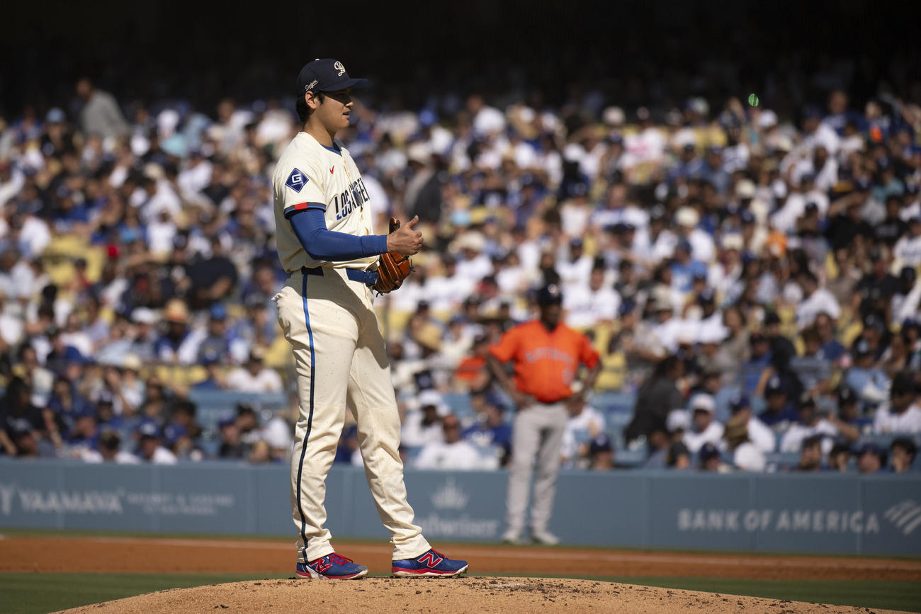 初のバースデー登板で好投した大谷翔平（AP)