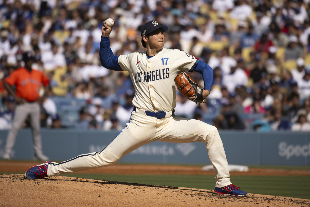 初のバースデー登板で好投した大谷翔平（AP)