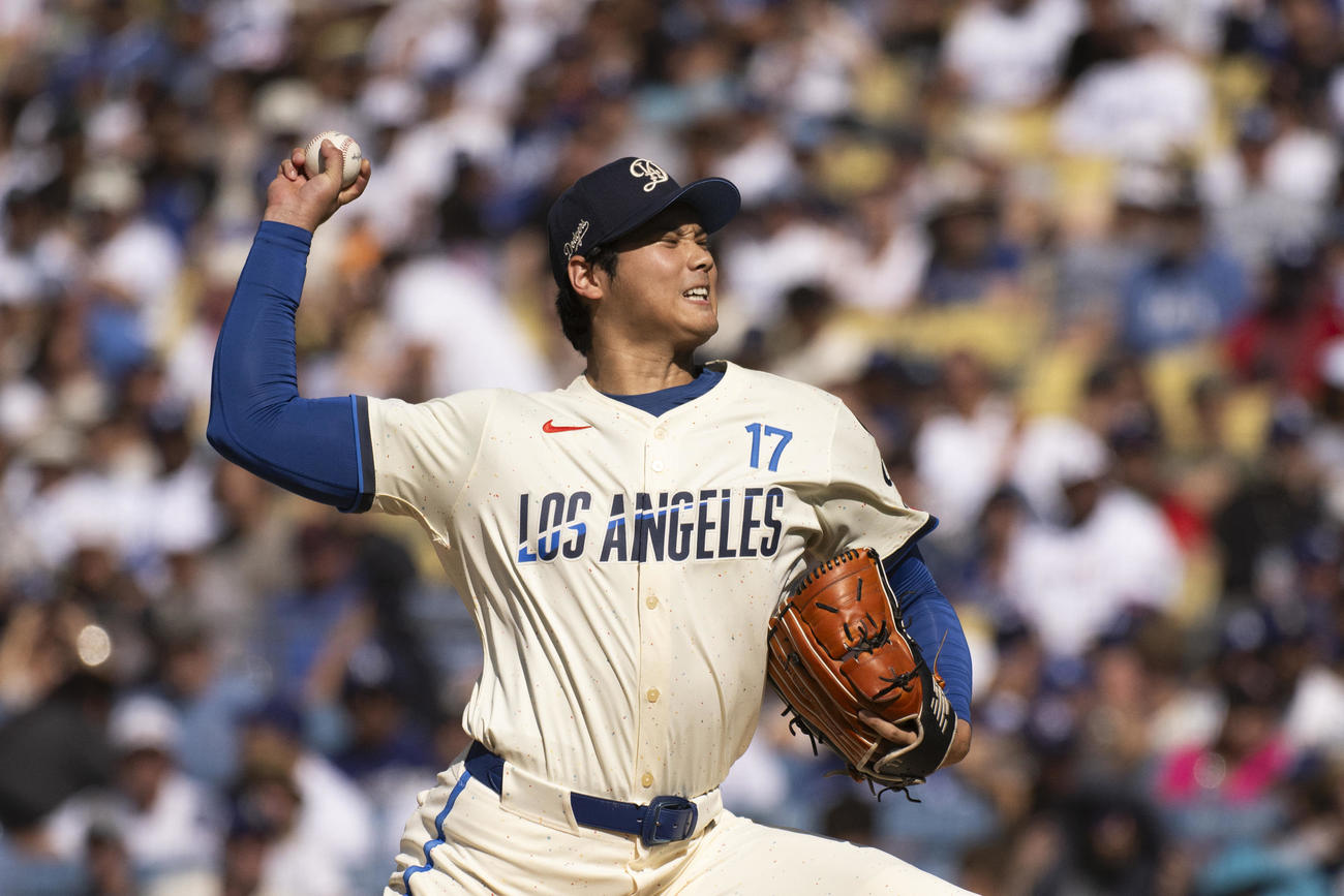 初のバースデー登板で好投した大谷翔平（AP)