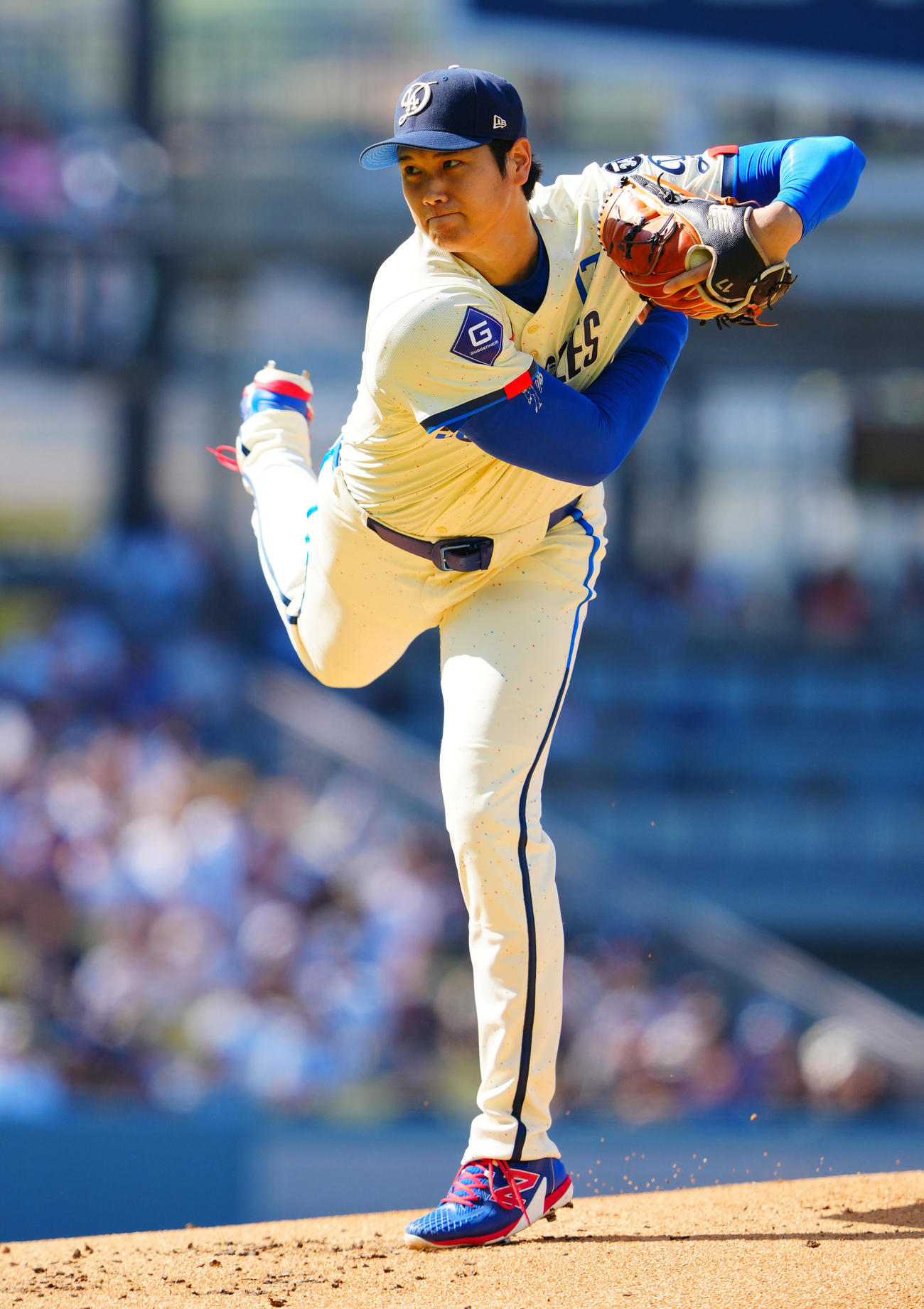 ドジャース対アストロズ　力投するドジャース先発の大谷（撮影・垰建太）