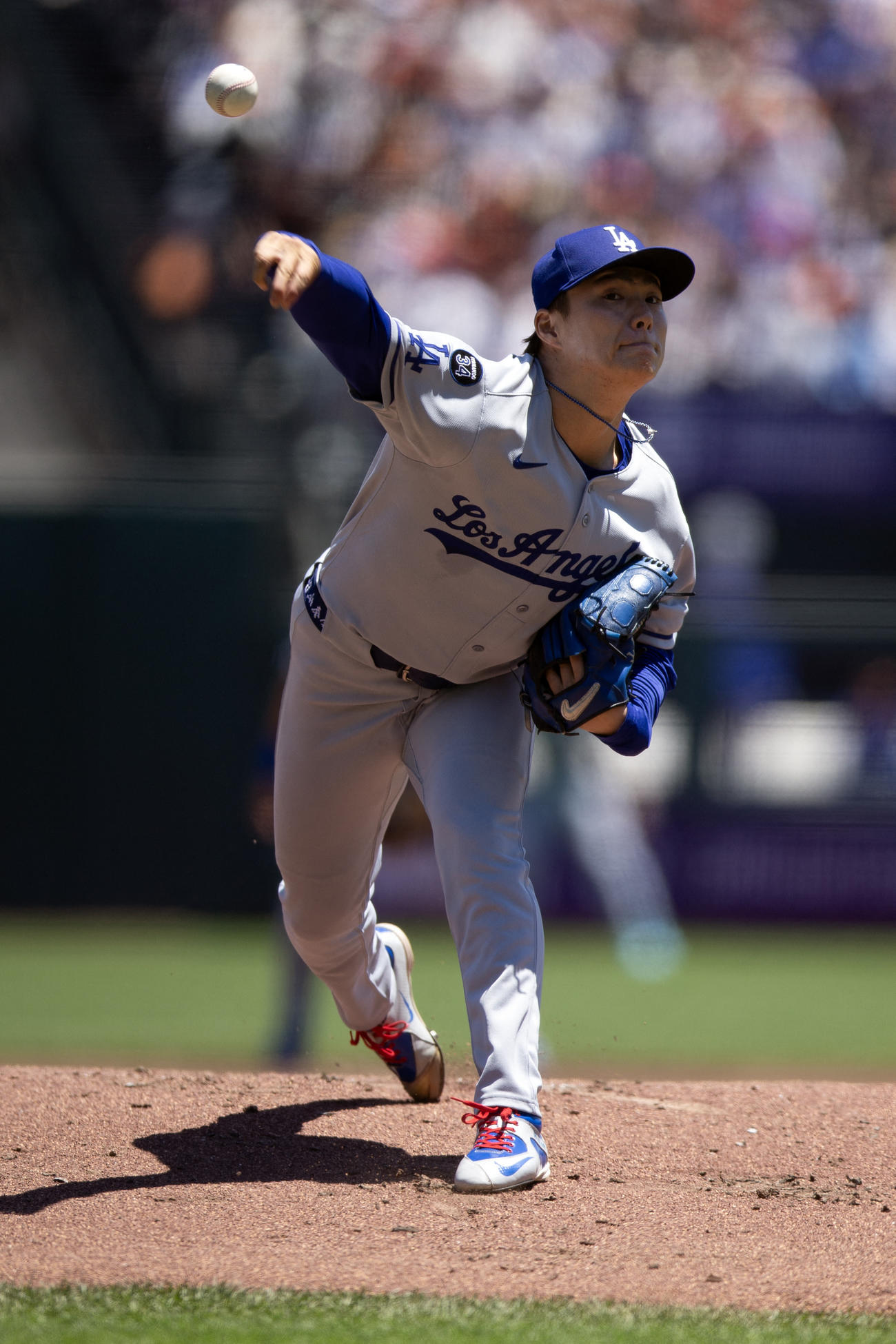 ジャイアンツ対ドジャース　先発した山本由伸（ D. Ross Cameron-Imagn Images＝ロイター）