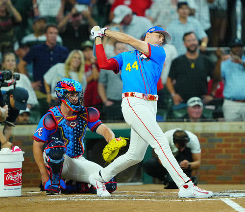 MLBホームランダービー　ホームランダービーの1回戦に臨むオルソン（撮影・垰建太）