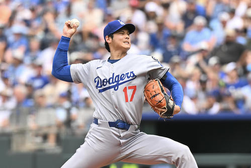 6月29日、ロイヤルズ対ドジャース　2回裏、力投するドジャース先発の大谷