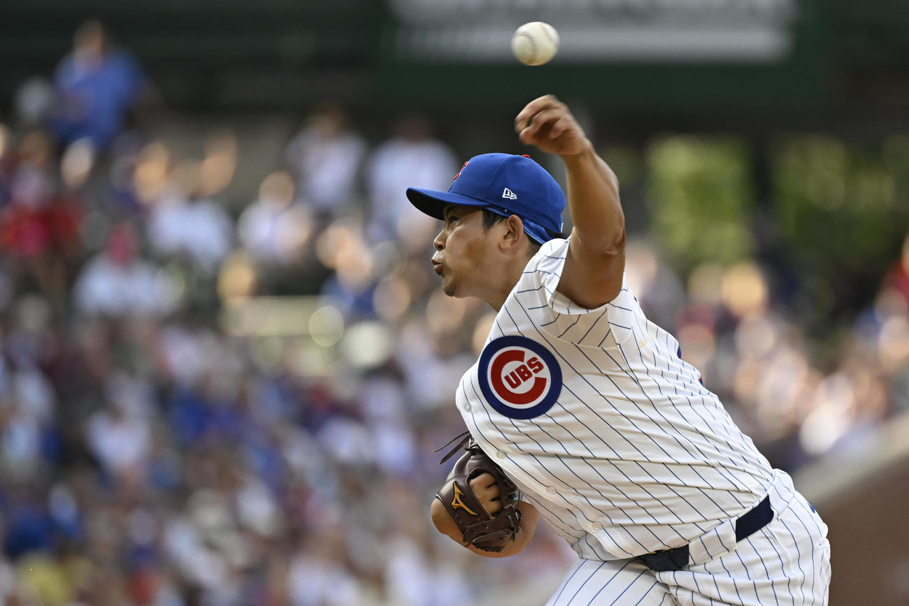レッドソックス戦で力投するカブス今永（AP）