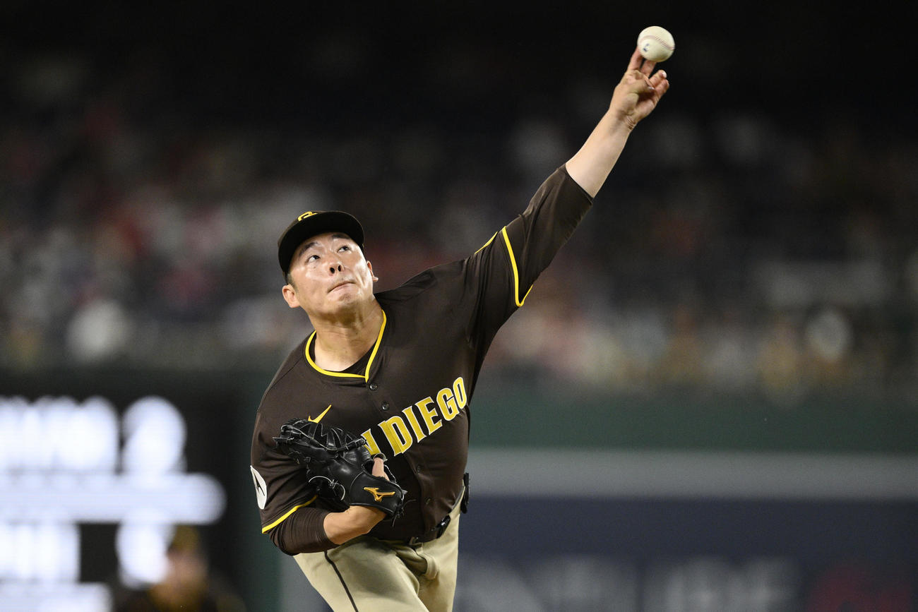 ナショナルズ戦で1回2／3を1安打1失点だったパドレス　松井裕樹（AP）