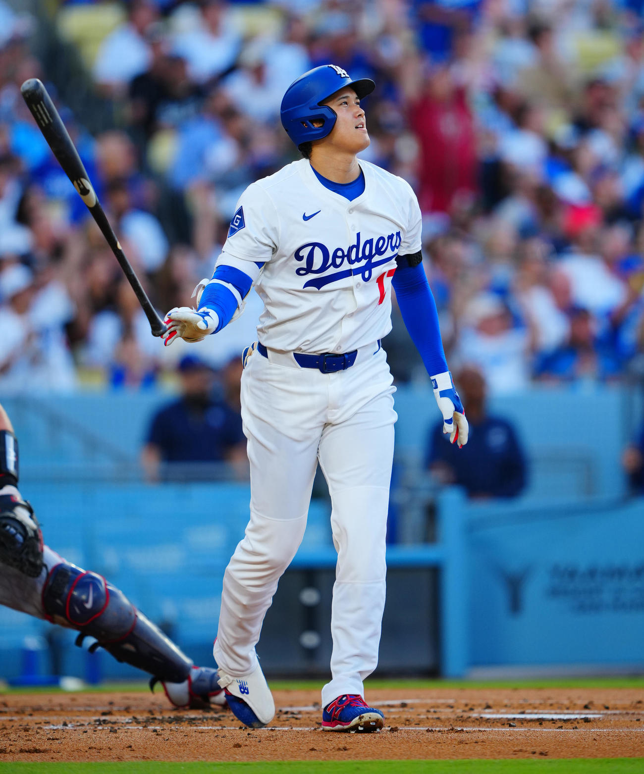 ドジャース対ツインズ　1回裏ドジャース無死一塁、2点本塁打を放つ大谷（撮影・垰建太）