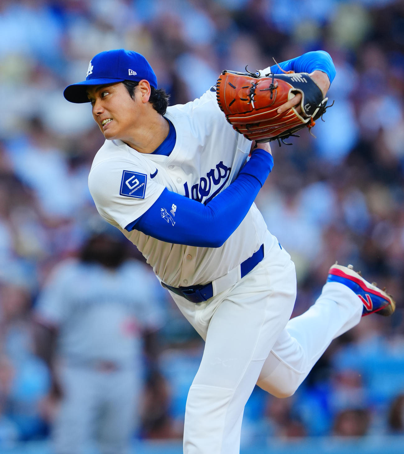 ドジャース対ツインズ　力投するドジャース先発の大谷（撮影・垰建太）