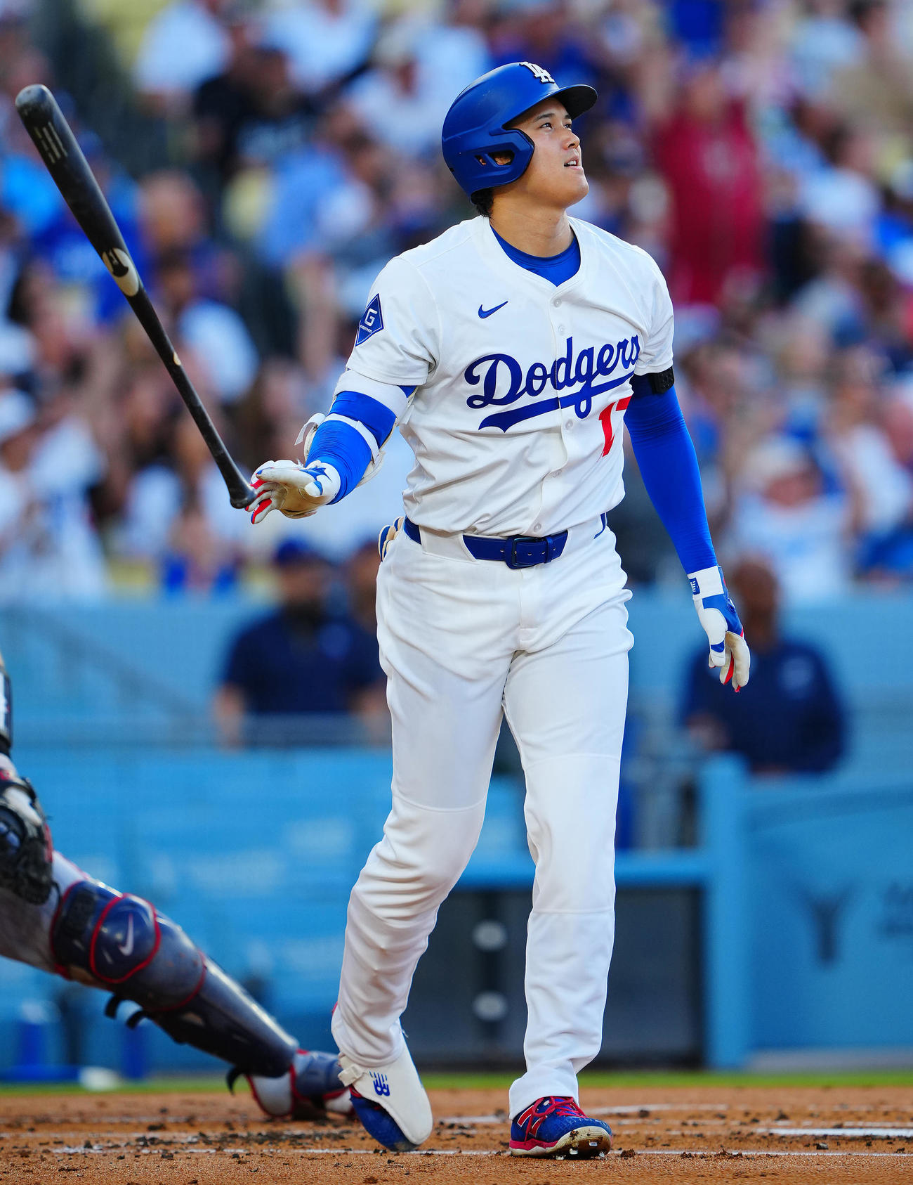 ドジャース対ツインズ　1回裏ドジャース無死一塁、2点本塁打を放つ大谷（撮影・垰建太）
