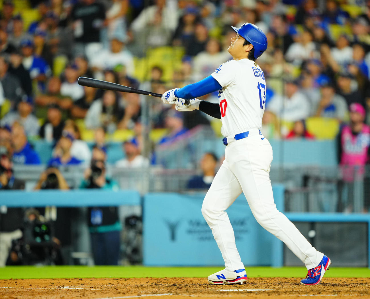 ドジャース対ツインズ　5回裏ドジャース2死、中飛に倒れる大谷（撮影・垰建太）