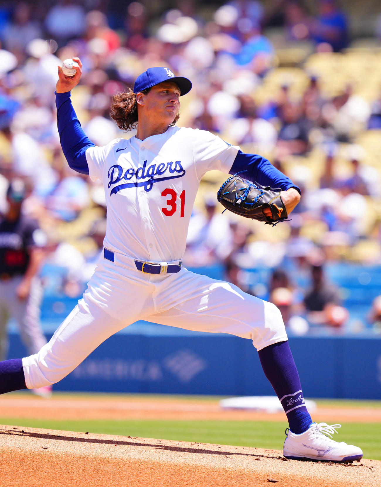 ドジャース対ツインズ　力投するドジャース先発のグラスノー（撮影・垰建太）