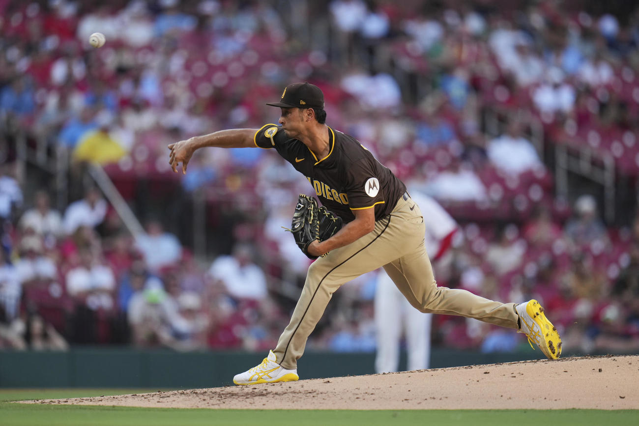 カージナルス戦に先発したパドレスのダルビッシュ有（AP)