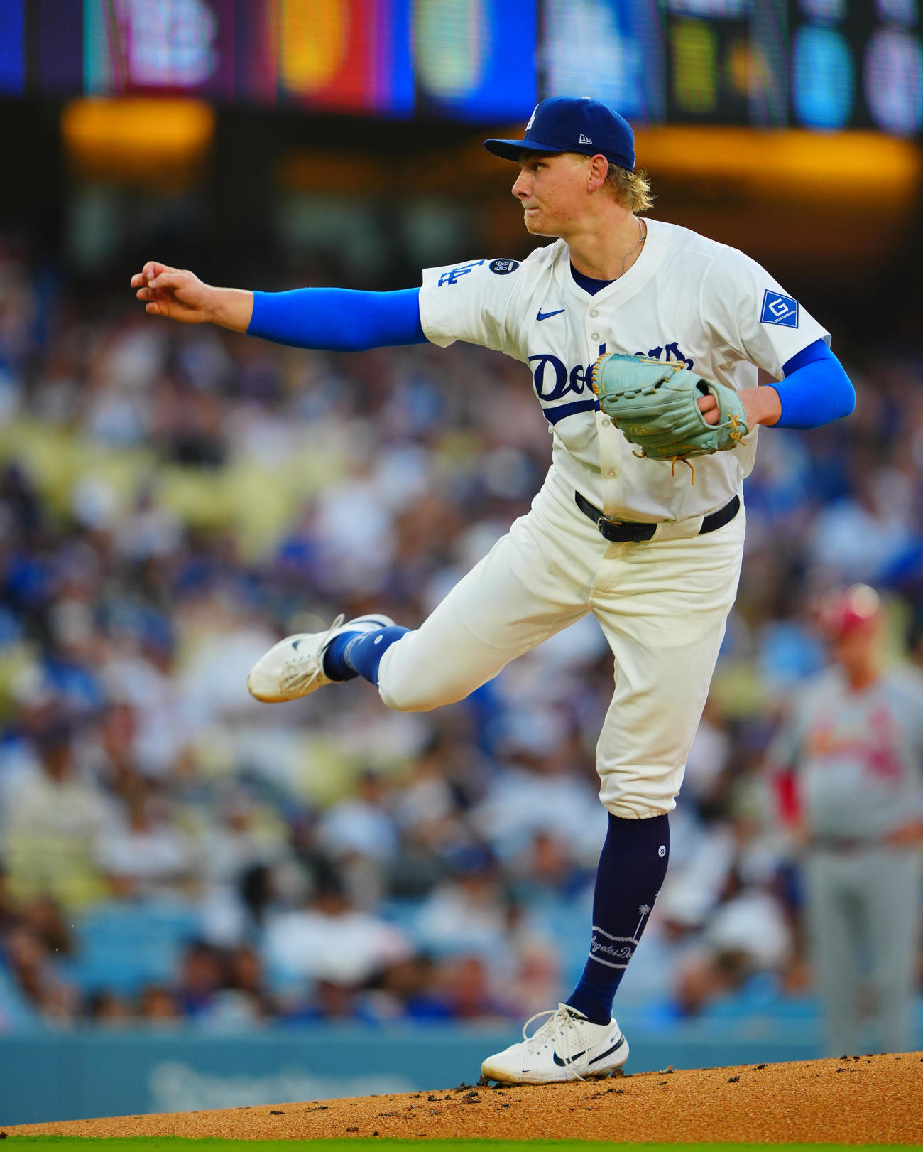 ドジャース対カージナルス　ドジャース先発のシーハン（撮影・垰建太）