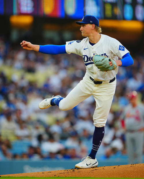 ドジャース対カージナルス ドジャース先発のシーハン(撮影・垰建太)