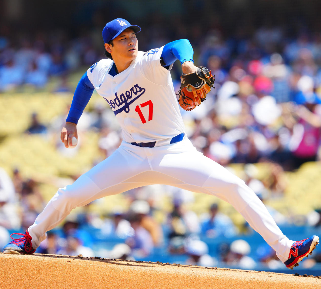 ドジャース対カージナルス　力投するドジャース先発の大谷（撮影・垰建太）